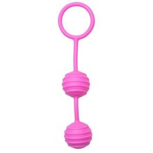 Easy toys Розовые вагинальные шарики с ребрышками Pleasure Balls (розовый)