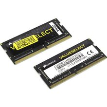 Модуль памяти Corsair Value Select    CMSO8GX4M2A2133C15    DDR4 SODIMM 8Gb KIT 2*4Gb    PC3-17000    CL15 (for NoteBook)