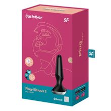 Черная анальная пробка с вибрацией Satisfyer Plug-ilicious 2 - 14 см.