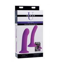 XR Brands Набор из 2 фиолетовых насадок для пояса харнесс Incurve Silicone G-spot Duo Dildo Set (фиолетовый)