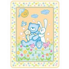 Baby Nice байковое 100х118 Мишка на лужайке премиум бежевое