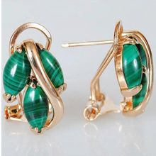 Серьги с малахитом "Большой рис"