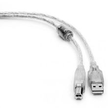 Кабель USB 2.0 Am=>Bm - 3 м, прозрачный, фильтр, Cablexpert Pro (CCF-USB2-AMBM-TR-10)