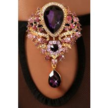 Роскошный комплект Rubino с богатым декором S-M фиолетовый с черным