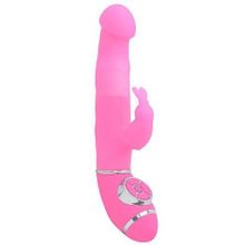 Розовый вибромассажёр типа rabbit из силикона PURRFECT SILICONE 7INCH - 18 см. Розовый