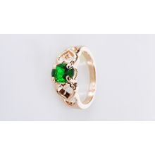 кольцо фианит зеленый сердечки