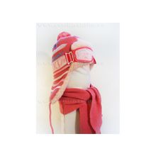 Шапка с шарфом для катания на тюбинге "SKI" розовая