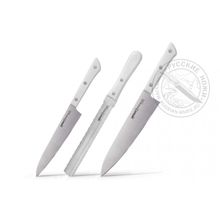Набор из 3 ножей  SHR-0230W "SAMURA HARAKIRI", коррозионно-стойкая сталь, ABS пластик белый