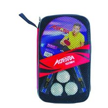 Набор для настольного тенниса AURORA, 3 мяча, 2 ракетки длинная ручка, в чехле-сумке
