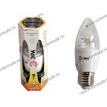Лампа светодиодная ЭРА LED smd B35-7w-827-E27 Clear мягкий желтый свет