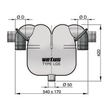 Vetus Сепаратор выхлопных газов Vetus LGS6050 540 X 170 X 420 мм под шланг диаметром 60 мм