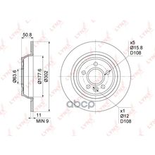 Диск Тормозной |Зад Прав   Лев | LYNXauto арт. BN1022