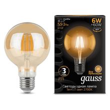 Gauss Лампа светодиодная Gauss LED Filament E27 6Вт 2400K 105802006 ID - 429819