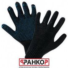 Перчатки х б, зимние, полушерсть черные, покрытие ладони - ПВХ "Точка" , размер L-XL.