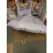 Белый свадебный зонт с кружевом для красивой фотосессии K011903