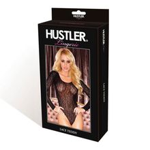 Hustler Lingerie Кружевное боди с длинными рукавчиками (S-M-L   черный)