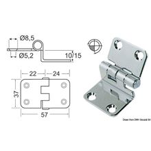 Osculati Overhang hinge 57x37x15 mm, 38.441.56
