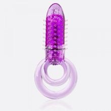 Фиолетовое виброкольцо с подхватом мошонки DOUBLE O 8 PURPLE Фиолетовый