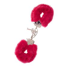  Металлические наручники с красной меховой опушкой METAL HANDCUFF WITH PLUSH RED