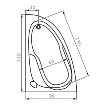 Акриловая ванна Cersanit JOANNA 140 левая WA-JOANNA*140-L-W 140х90