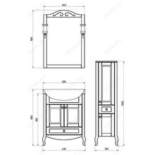 ASB-Woodline Зеркало для ванной Флоренция 65 белое  патина серебро, массив ясеня