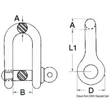 Osculati U-shackle AISI 316 with captive pin 5 mm, 08.220.05