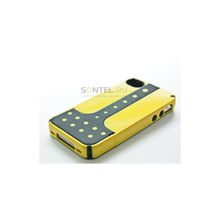 Задняя накладка прорезиненная с подставкой для iPhone 4S Yellow Black