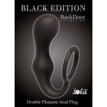 Lola toys Чёрное эрекционное кольцо с анальной пробкой Double Pleasure Anal Plug