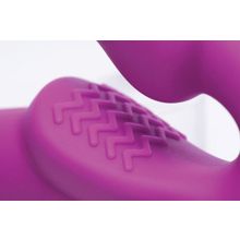  Ярко-розовый безремневой вибрострапон Evoke Vibrating Strapless Silicone Strap-on Dildo