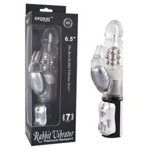  Вибратор Classicle Rabbit Silver с ротацией - 24 см.