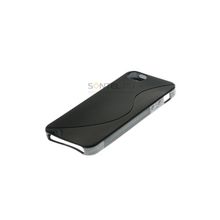 Силиконовая накладка с волной для iPhone 5, черная тех.уп. 00020718