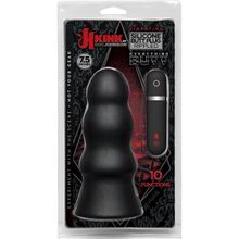 Doc Johnson Анальная вибропробка Kink Vibrating Silicone Butt Plug Rippled 7.5  - 19 см. (черный)