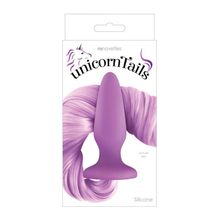 Сиреневая анальная пробка с сиреневым хвостом Unicorn Tails Pastel Purple сиреневый