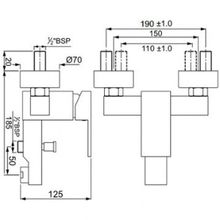 Смеситель для ванны Jaguar Kubix-F (KUB-CHR-35119F)