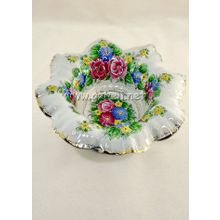 Конфетница "Ажурная" большая в цвете. Гжельский фарфор. арт. 0510