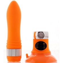 Sexus Оранжевый водонепроницаемый вибратор на присоске со сменной панелью управления - 19 см.
