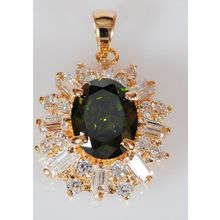 Кулон с перидотом "Двойные цирконы"