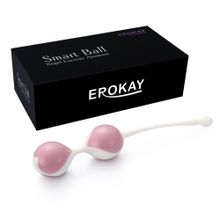 Бело-розовые вагинальные шарики Erokay белый с розовым
