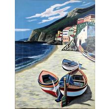 ОЛИМАР Картина "Греция 3 лодки на пляже"