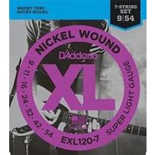 EXL120-7 XL NICKEL WOUND Струны для 7-струнной электрогитары Super Light 7-String 9-52 D`Addario