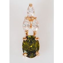 Кулон с перидотом "Кабошон в цирконах"