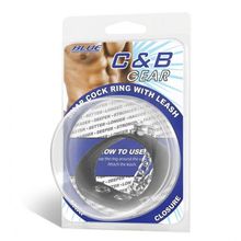 BlueLine Утяжка на пенис с поводком Snap Cock Ring With 12  Leash