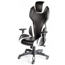 Кресло офисное F1 черный пластик черно-белая экокожа