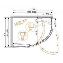 Душевой уголок CEZARES ELENA RH-1 ELENA-W-RH-1-120 90-C-Cr-L