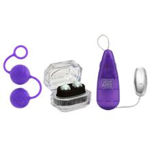 California Exotic Novelties Женский набор для вагинальной стимуляции HER KEGEL KIT: 2 вида шариков и вибропуля (фиолетовый с серебром)