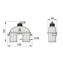 Vetus Антисифон с клапаном Vetus ASD38V 129 x 107 x 48 мм под шланг 38 мм