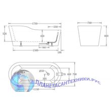 Ванна акриловая отдельностоящая BELBAGNO BB65-1750