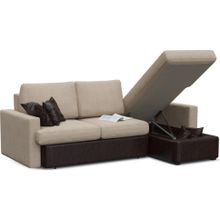 Смарт Диван угловой Пекин Бежевая рогожка Коричневая экокожа Еврокнижка