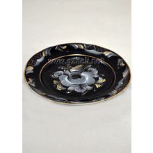 Тарелка десертная в кобальте. Гжельский фарфор. арт. 0941