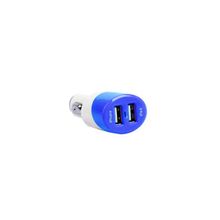 Двойное USB автомобильное зарядное устройство для iPod iPhone iPad Loctek 2,1A 1A, цвет Blue (I-CAR01)